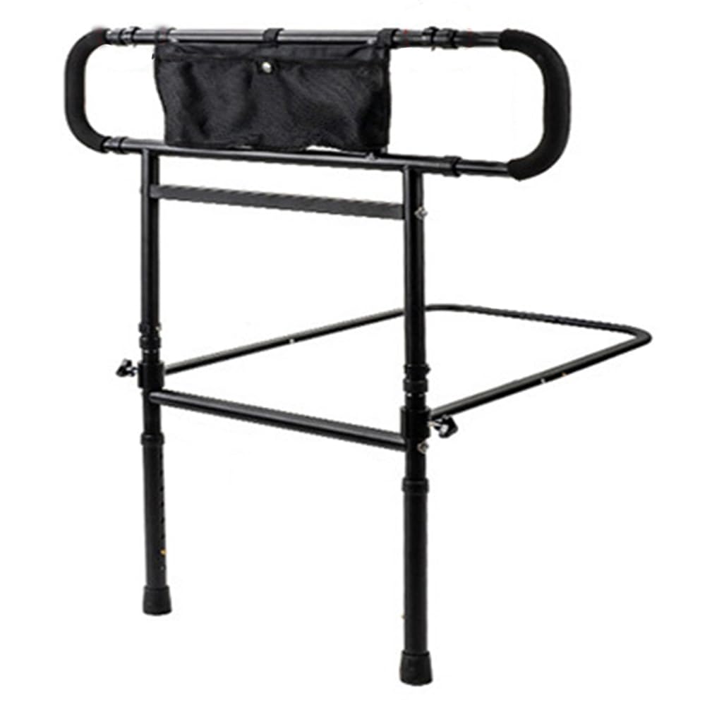 Rieles De Cama para Adultos Mayores De Seguridad con Bolsa De Almacenamiento, Barandillas Retráctiles Y Plegables para Cama para Personas Mayores,Negro