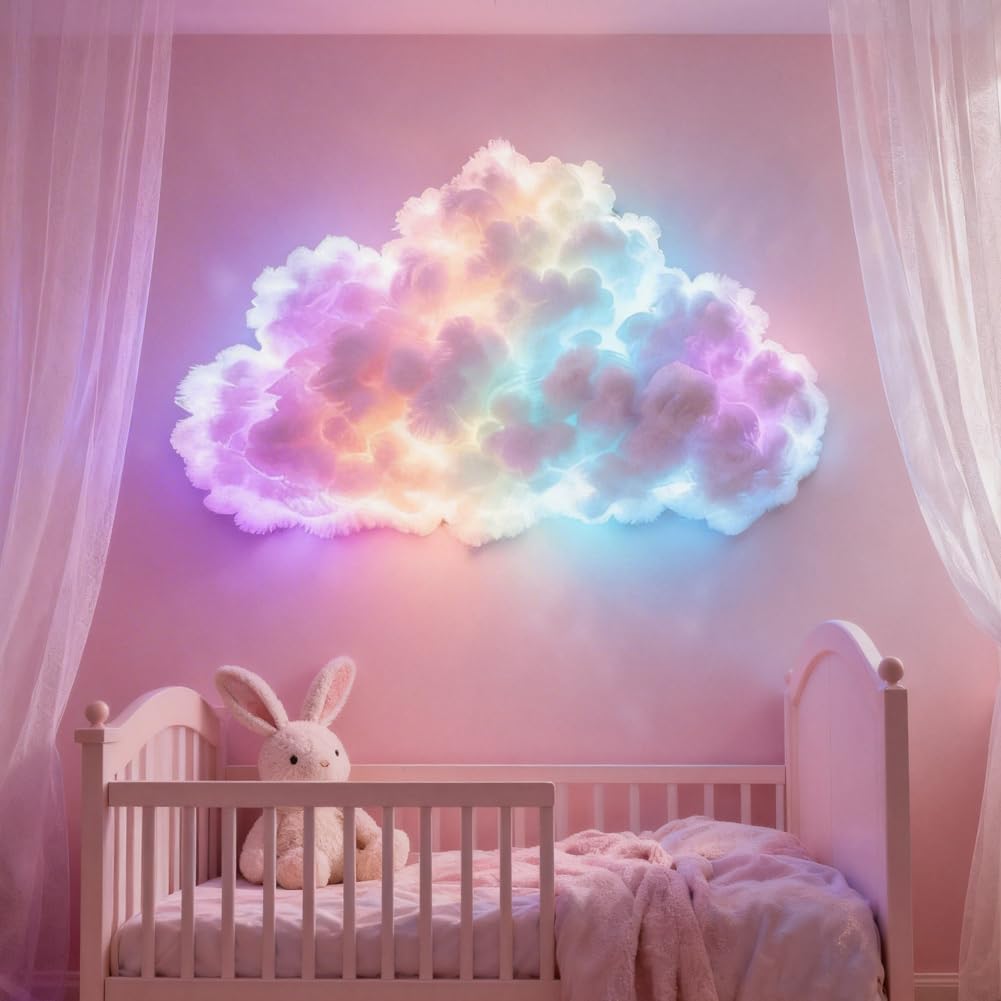 CEWROM DIY USB-Powered Thundercloud LED Light Decor, LED-Wolkenlicht Mehrfarbige Dynamische Beleuchtung mit 3D-Wolkeneffekt, Umgebungsraumdekoration für Zimmer Schlafzimmer Spielzimmer Party