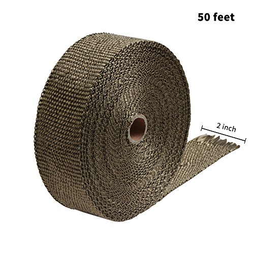 Ledaut 2" X 50' Titanium Exhaust Heat Wrap Roll For Motorcycle Fiberglass Heat Shield Tape With Stainless Ties #TOP1