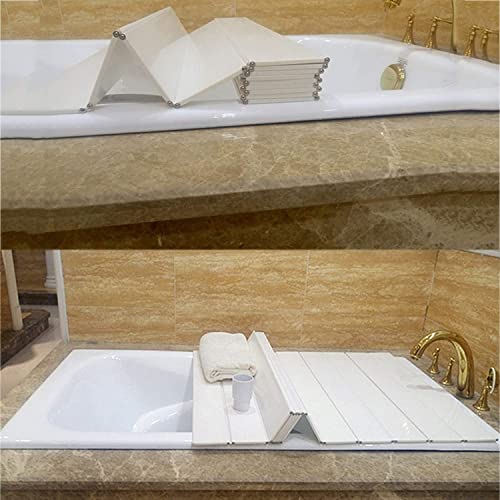 Couvercle de baignoire anti-poussière volet isolant blanc pliable - 6