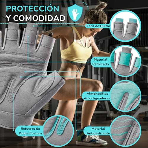 CIMADO®️ Guantes Gimnasio | Guantes Crossfit para Mujer y Hombre, Transpirables, Antideslizantes y Acolchados. Color Rosa. Talla S. - imagen 2