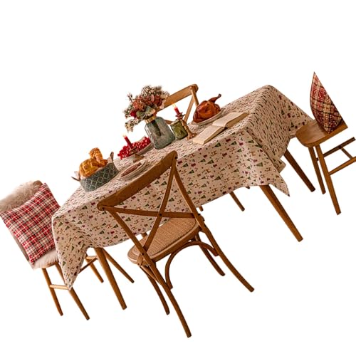 Oxtxuzdm Mantel de Navidad, decoración festiva, de poliéster, resistente a las manchas, para reuniones de vacaciones y fiestas familiares, mantel de Navidad, resistente a derrames