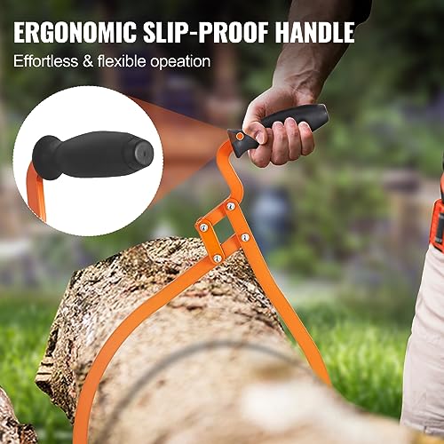 Image of VEVOR Log Tongs, 20 inch 2 Claw Logging Skidding Tongs Non-Slip Grip, Steel Hand Log Grapple with 110 lbs Loading Capacity, Log Lifting, Handling, Dragging & Carrying Tool