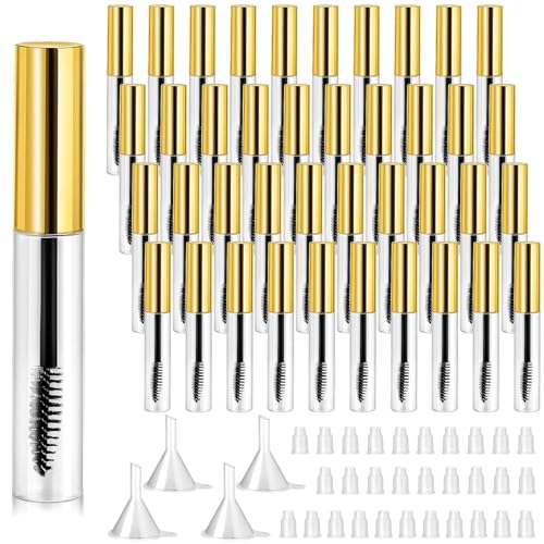 Tube à mascara vide doré de 10 ml avec entonnoirs pour huile de ricin cosmétique