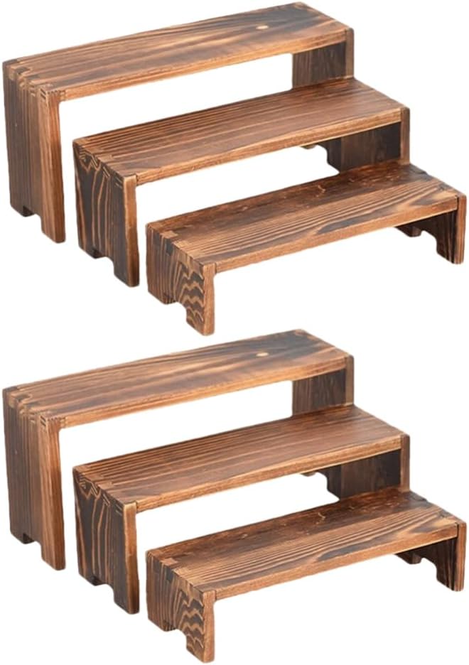 Cabilock 2sets Wooden Display Stand Three Organizer for Desserts Jewelry and Cosmetics Sturdy Riser for Home Retail Use Minimalist Aesthetic Versatile Storage
