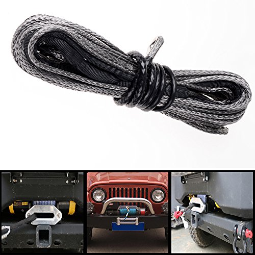 Astra Depot 50Ft 1/4 Inch Gray 6400Lbs Strong Durable Synthetic Fiber Winch Rope Car Suv Atv Utv Kfi #TOP1
