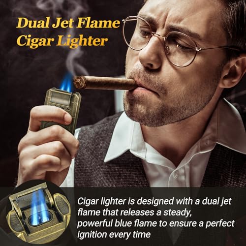 Encendedor para cigarros con llama doble y cortador miniatura 6