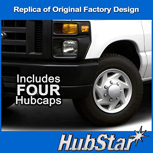 Hubstar Hubcap Replacement For Ford Van 1998-2023, Premium Quality Sturdy 16-Inch Wheel Cover (4 Piece Set) #TOP1