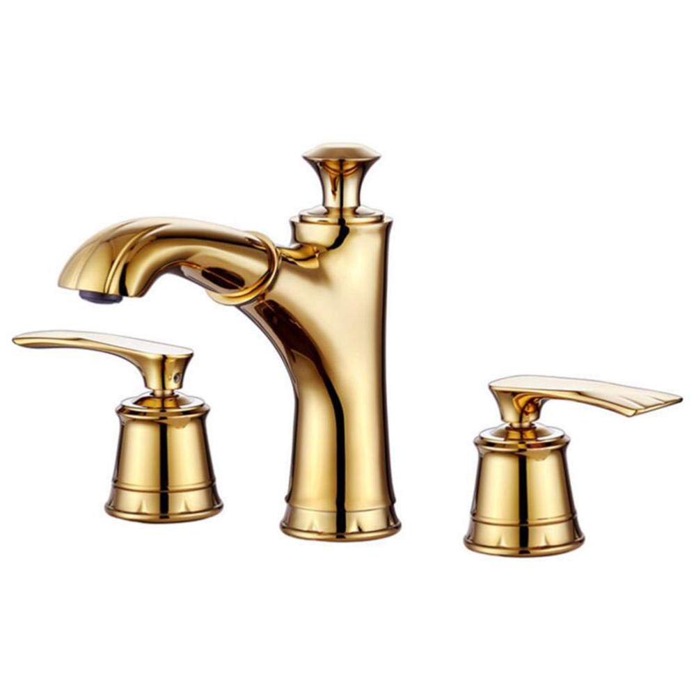 VDOQTLJT Bathroom Sink Faucet 3 Hole Gold Pull Brass Cold Faucets