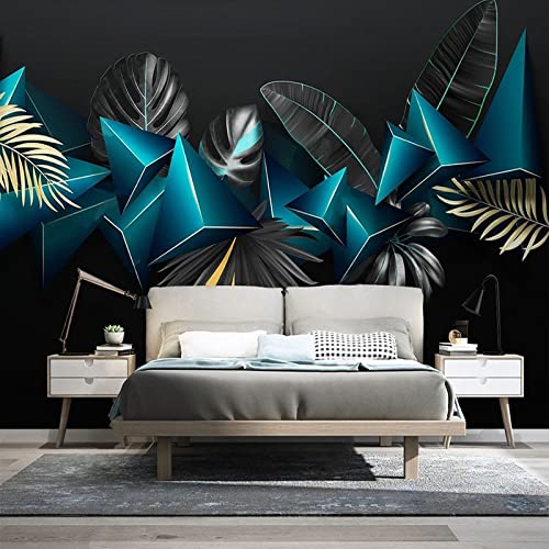 Papier peint autocollant 3D feuilles aquarelles, la solution pour mur sans relief