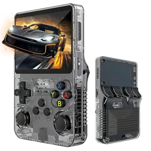 R36s - Consola de juegos portátil retro con pantalla de 3,5 pulgadas, tarjeta TF de 64 GB y más de 15.000 juegos clásicos, consola portátil R36s de juegos (negro)