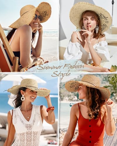 Sombrero de playa para mujer con ala ancha y protección UV miniatura 7