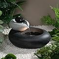 Puulye 13.39" H Outdoor Water Fountain Made with Eco-Friendly Recyclable Materials, Polyethylene Rock Waterfall Outdoor Fountain, Garden Decor with LED Light & Pump for Patio, Backyard (13.39")