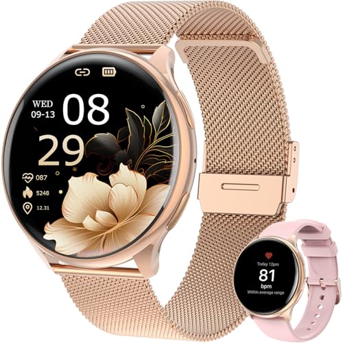 SLOKSFil Smartwatch Damen mit Telefonfunktion, 1.39' Smart Watch Rund mit SpO2, 24H...