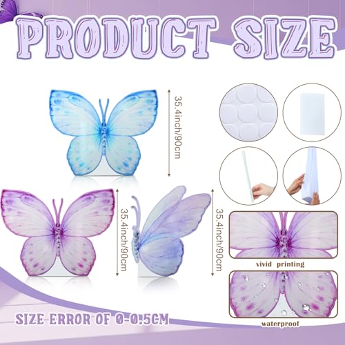 Image of Geelin 3 Pcs 35 Inch Pastel Butterfly Cardboard Standup Cutout Life Size Spring Butterfly Theme Party Decoration Backdrop Photo Prop Stand Up for Theme Birthday Baby Shower Wedding Party Decor