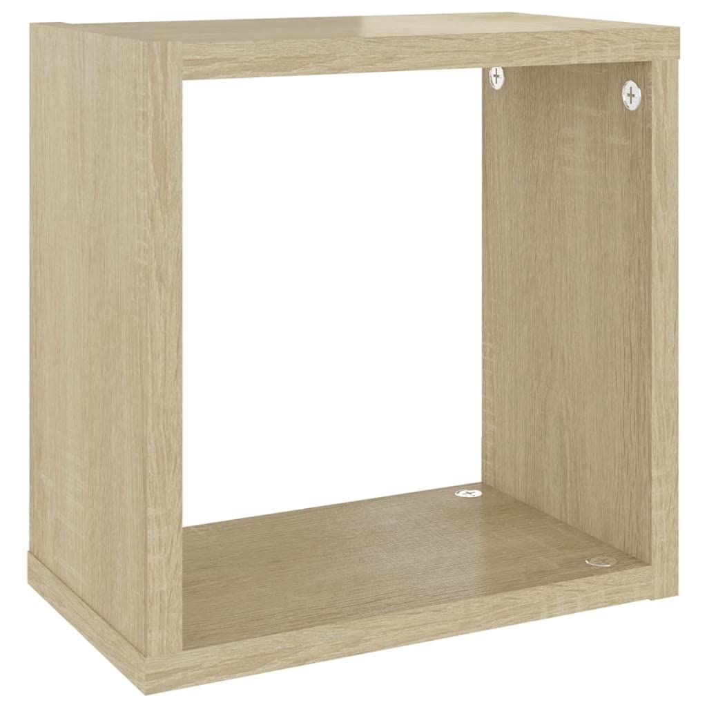 Scaffalature, mensole da parete e sporgenze, mensole cubiche da parete, 2 pezzi, rovere Sonoma, 26 x 15 x 26 cm
