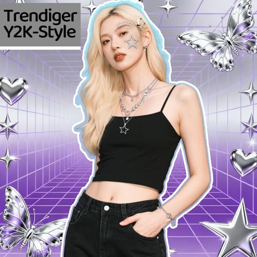 Livdouyu Y2k Stern Halskette Schmuckset Silver Star Y2K sieradenset ketting oorbellen vintage accessoires streetstyle ster haaraccessoires lipstuds