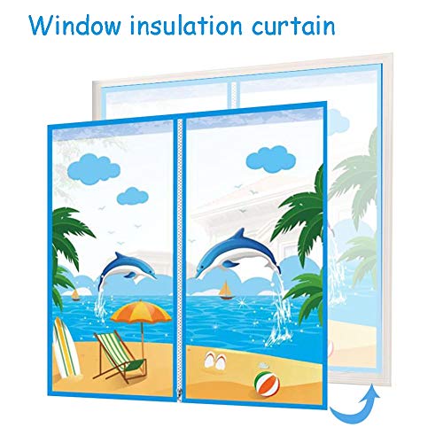 Preisvergleich Produktbild SHIJINHAO Abdeckplane HolzFenster Gewidmet Wärmeisolationsfolie Winddicht Wasserdicht Blauer Delphin Selbstklebend Mit Reißverschluss, 22 Größen (Color : Blue, Size : 150 x120cm)