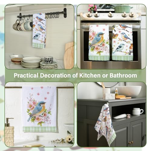 Toallas de cocina para pájaros que llenan de alegría y diseño floral tu hogar, juego de 2 5