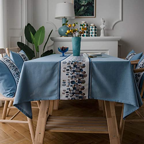 Nappe rectangulaire coton lin brodé 135x220 cm imperméable pour table de repas - 5