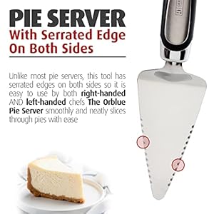Orblue Pie Server, Essential Kitchen Tool, Serrated on Both Sides, Great for Right or Left Handed Chef, Stainless Steel Flatware, Cake Cutter, Black Orblue Pie Server Essential Kitchen Tool Serrated on Both Sides Great for Right or Left Handed Chef Stainless Steel Flatware Cake Cutter Black
