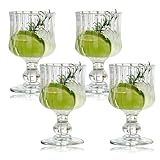Yuthsona 4PCS Water Glasses Goblets 6oz Vintage Wine Goblets, Stemmed Drinking Glass Cups Beverage Dirnkware Heavy Romantic Mixed Cups for Wine Soda Juice in Dinner Parties Bars Restaurants