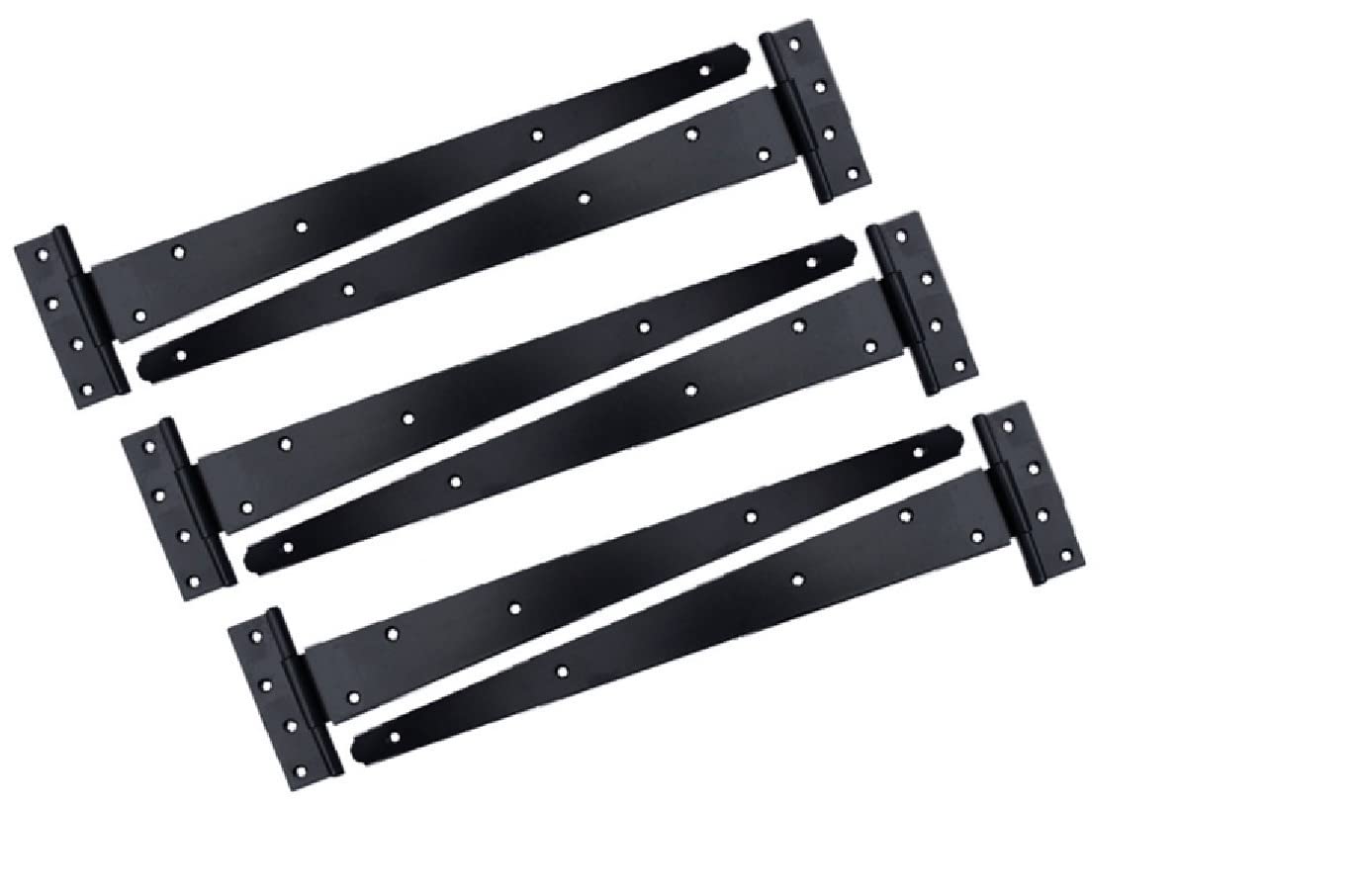 Tee Hinges 8" - 24" Pack of 6 Heavy Duty T Hinge Door Gate Shed Black Zinc Plate (Black, 8 Inch)
