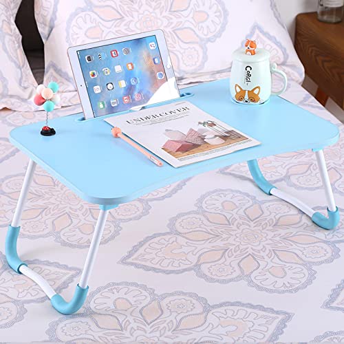 ACICS Multi-Functional Laptop Desk Lazy Laptop Stand Portable Foldable Tray Table Bed Tray Table with Storage Drawer and Cup Holder Laptop Desk for Work Writing and Eating(60 * 40 * 28cm, B)