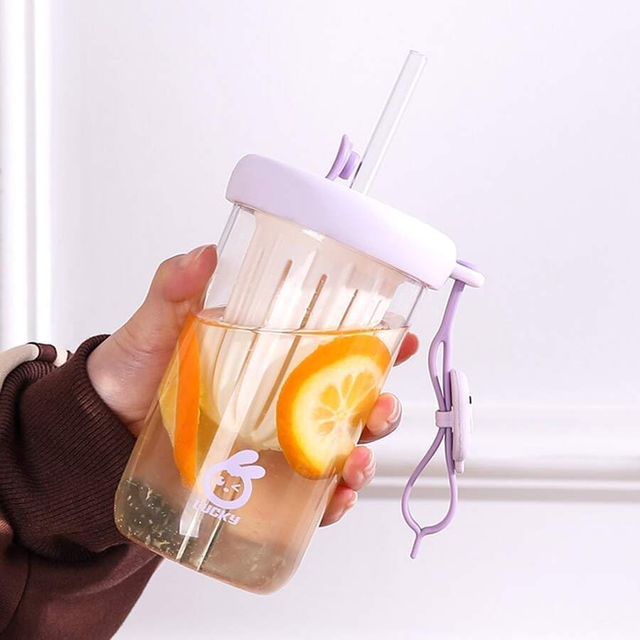 Image of Round Wave Cola Mug Can Sipper with Straw - 530ml Reusable Aesthetic Glass Tumbler for Juice, Milk, Smoothies, Iced Coffee, Tea, Water & More - Durable Drinking Cup (Glass)