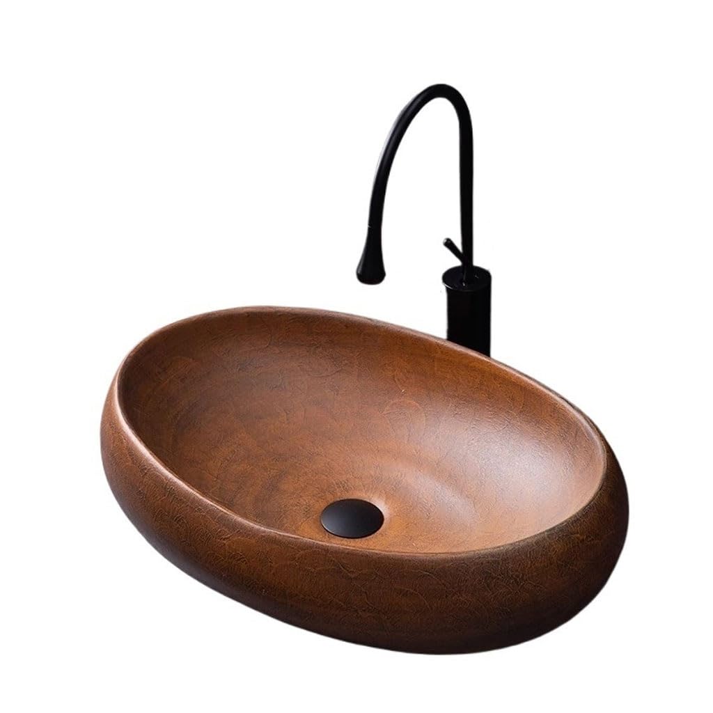 Miroooo A Bathroom Countertop Vessel Sink Retro Bove Counter Basin Balcony Wash Household Outdoor Garden Rt Bathroom Ceramic Bathroom Sinks