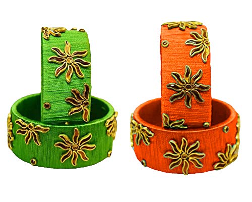 Silk Fully Designed Bangles Set of 4 (size-2/10)