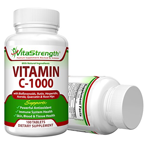 Vitamin C-1000 Complete Complex with Bioflavonoids, Rutin, Aceroia, Hesperidin, Quercetin and Rose Tips- 1000 Milligrams - Immune Support System Health - 100 Days Worth