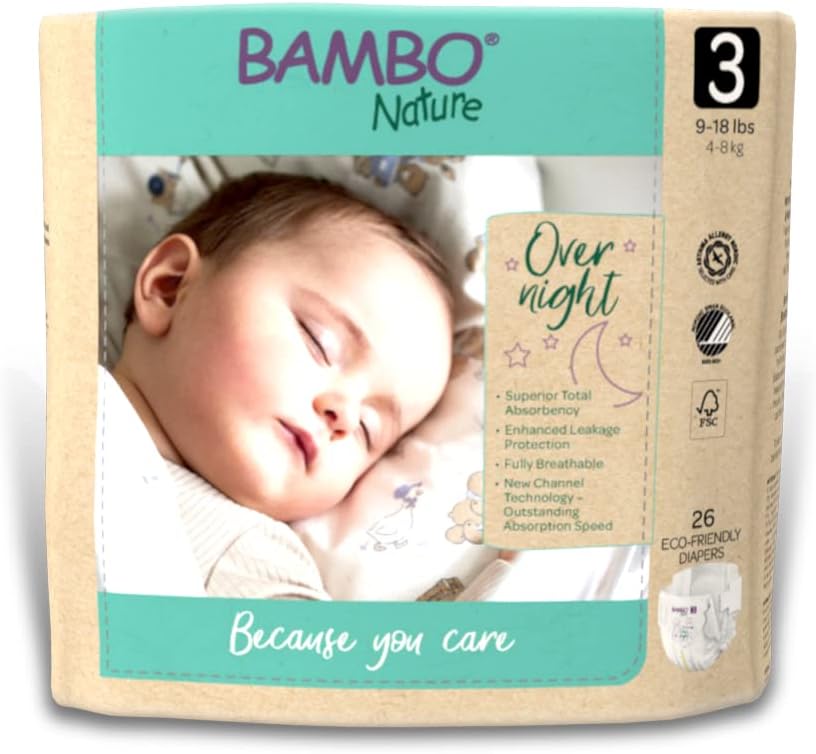 Bambo Nature Overnight Nappies, EcoFriendly Nappies, Enhanced Leakage