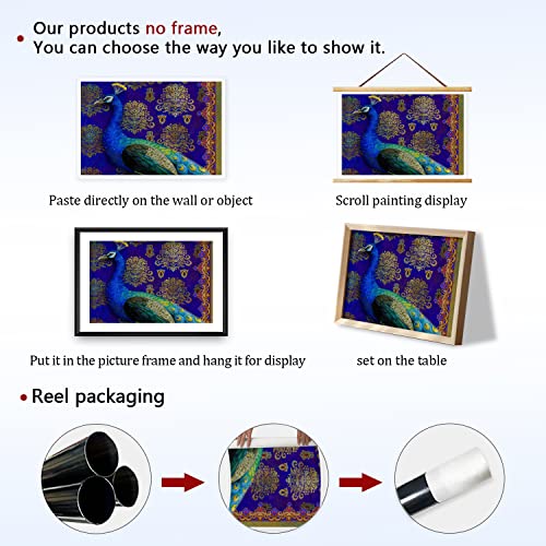 Watercolor Blue Peacock Canvas Painting Modern Abstract Wall Art Rustic Bird Posters And Prints Wall Decor Unframe Wall Artwork Home Decor Office Kitchen Wall Decoration For Home Classroom Office Living Room Men's Bedroom 12X18Inch #TOP1