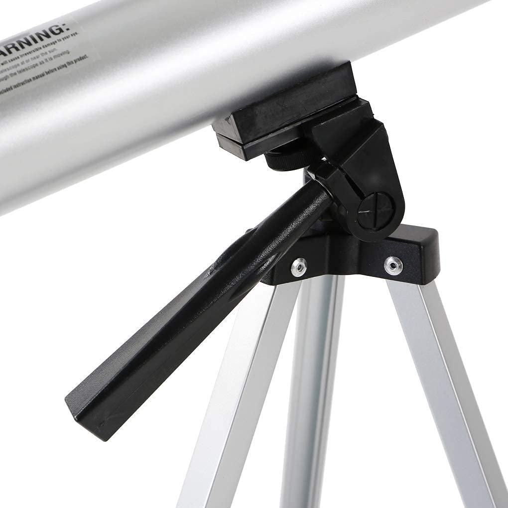 50mm teleskop astronomiczny dla początkujących Zoom 100X zewnętrzne monokularowe teleskopy kosmiczne przenośny refraktor luneta podróżna ze statywem 2 okulary, srebrny