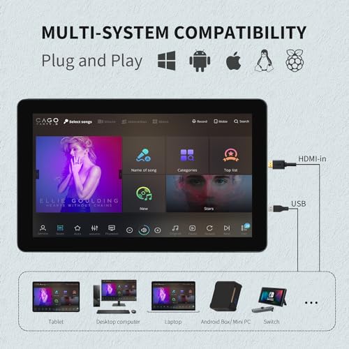 Image of 13.3 inch Capacitive Multi-Touch Screen Industrial Monitor, 16:9 Display 1920 x 1080P, Built-in Speakers, VGA & HD-MI Monitor for PC, POS, Small Business, Restaurant
