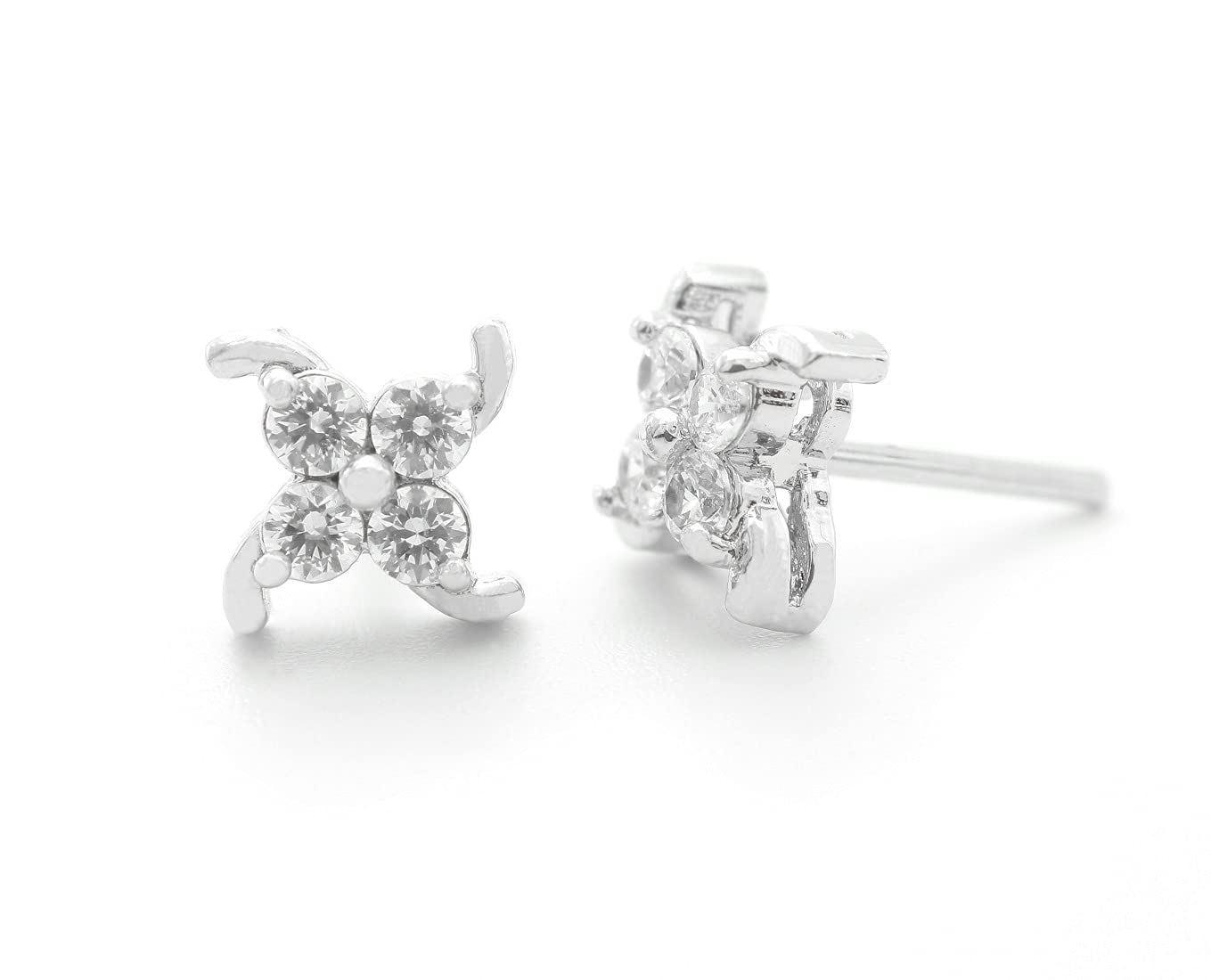 LBV 925 Sterling Silver 4 Swarovski Stone Studded Flower Studs Earring For Women/Girls (B09GFQ1L57) Amazon Price History, Amazon Price Tracker