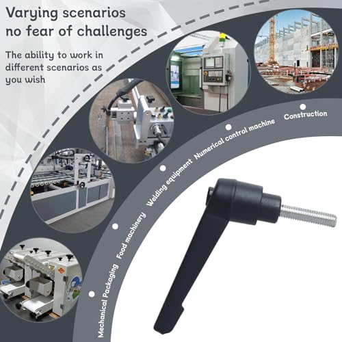 Image of Clamping Lever Handles with Quick Release Push Button Locking, 304 Stainless Steel M5 x 20mm Stud - Black (6 Pack)