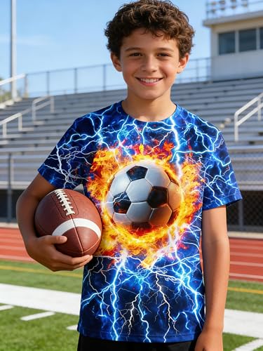 Image of 3D Graphic Short Sleeve Shirts Boys Girls Cool T-Shirt Unisex Novelty Tees for 7-12 Years Teens