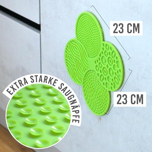 KaraLuna Schleckmatte für Hunde I Lebensmittelecht vom TÜV SÜD geprüft I 23x23 cm I 2 Stück + Spatel I Hundeleckmatte Hundeschleckmatte Schleckmatte Hund Katze Dog Lick Mat Leckmatte