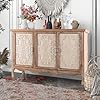 Accent cabinet rustic storage cabinet with 3 carved doors vintage sideboard buffet cabinet with shelves wood entryway cabinet for kitchen dining room living room bedroom natural  urban country home decor
