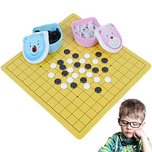 AALLYN Go Conseil Et Pierres | Ensemble de Pierres de Jeu Cartoon Go | Jeu de société de stratégie Classique, Pierres de Jeu Go avec Plateau de Jeu Go pour 6 et Plus