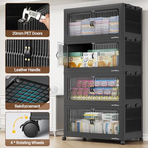 Image of BROVIEW 1000Qt Stackable Storage Bins with Lid for Home Dorm, 5Pack Black