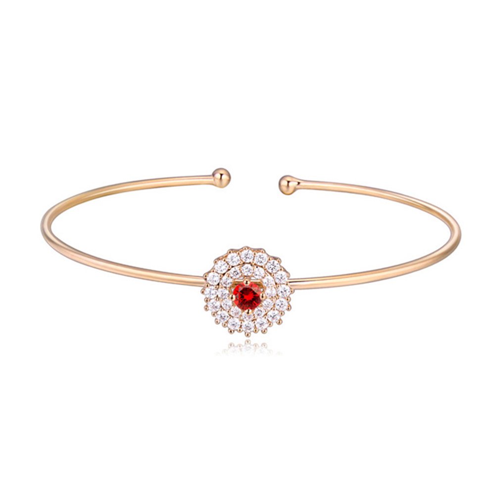 Rose Gold Plated Princess Cut Zircon Setting Bridal Cuff Bangle Bracelet