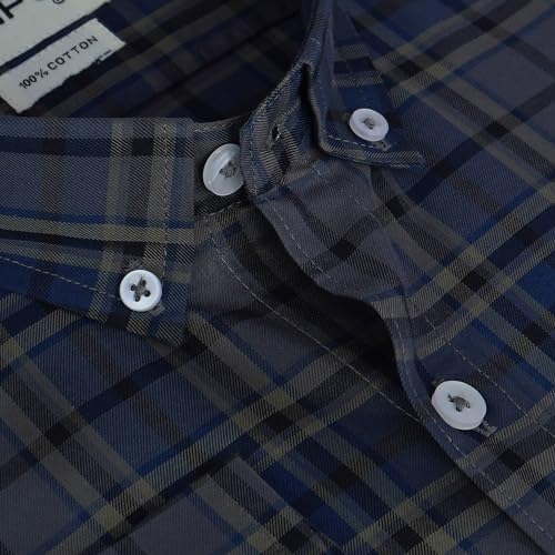 Image of GHPC 100% Cotton Plaid Checks Full Sleeves Regular Fit Formal Shirt for Men