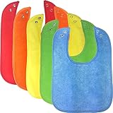 Waterproof Baby Bibs with Snaps, Unisex, Gift Box 5 Pack, Solid Colors