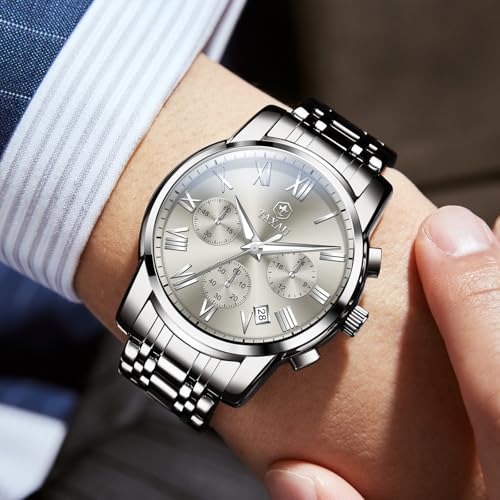 Taxau Men's Chronograph Watch Quartz Stainless Steel Wrist Watch with Date Multi-Function Luxury Dress Watch for Men - Image 3