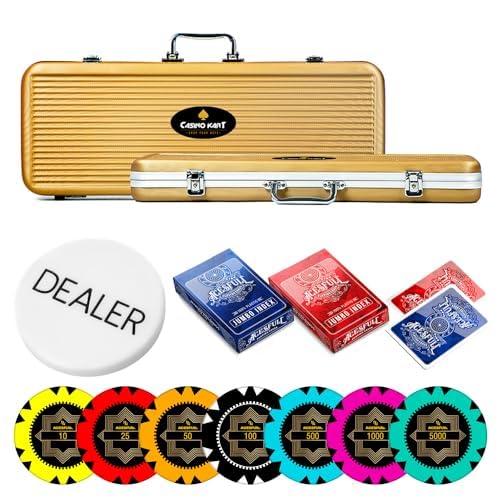 CASINO KART AcesFull 300 & 500 Poker Chips Set | 40mm, 14g Premium Chips with Teen Patti Playing Cards | Perfect for Poker, Casino Games & Parties (300)