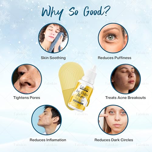 Image of Fabskin Ice Roller For Face Massager, Neck and Body | With Lemon & Honey 30ml |For Men & Women | Ice Cube Facial Roller Kit | For Skin Moisturizing & Soothing