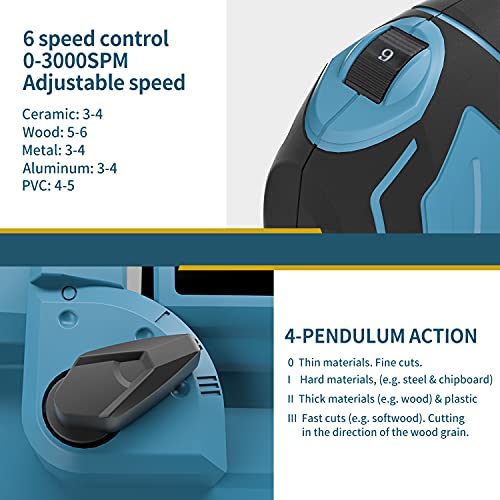 Stichsäge 850W, elektrische Stichsäge & LED, 3000SPM, 6-Gang-Vorwahl, 10 Klingen, 4-Position-Orbitalaktion… – Bild 6